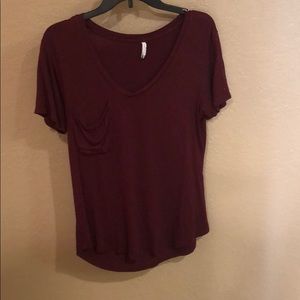 Burgundy sparkle loose for short sleeve tee shirt